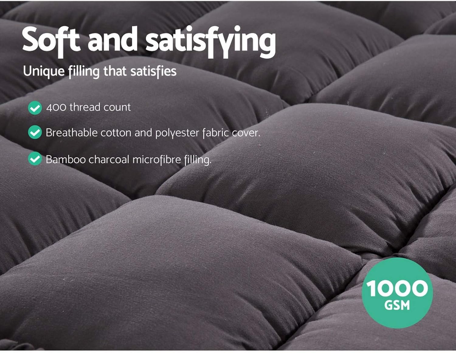 Charcoal Bamboo Mattress Topper