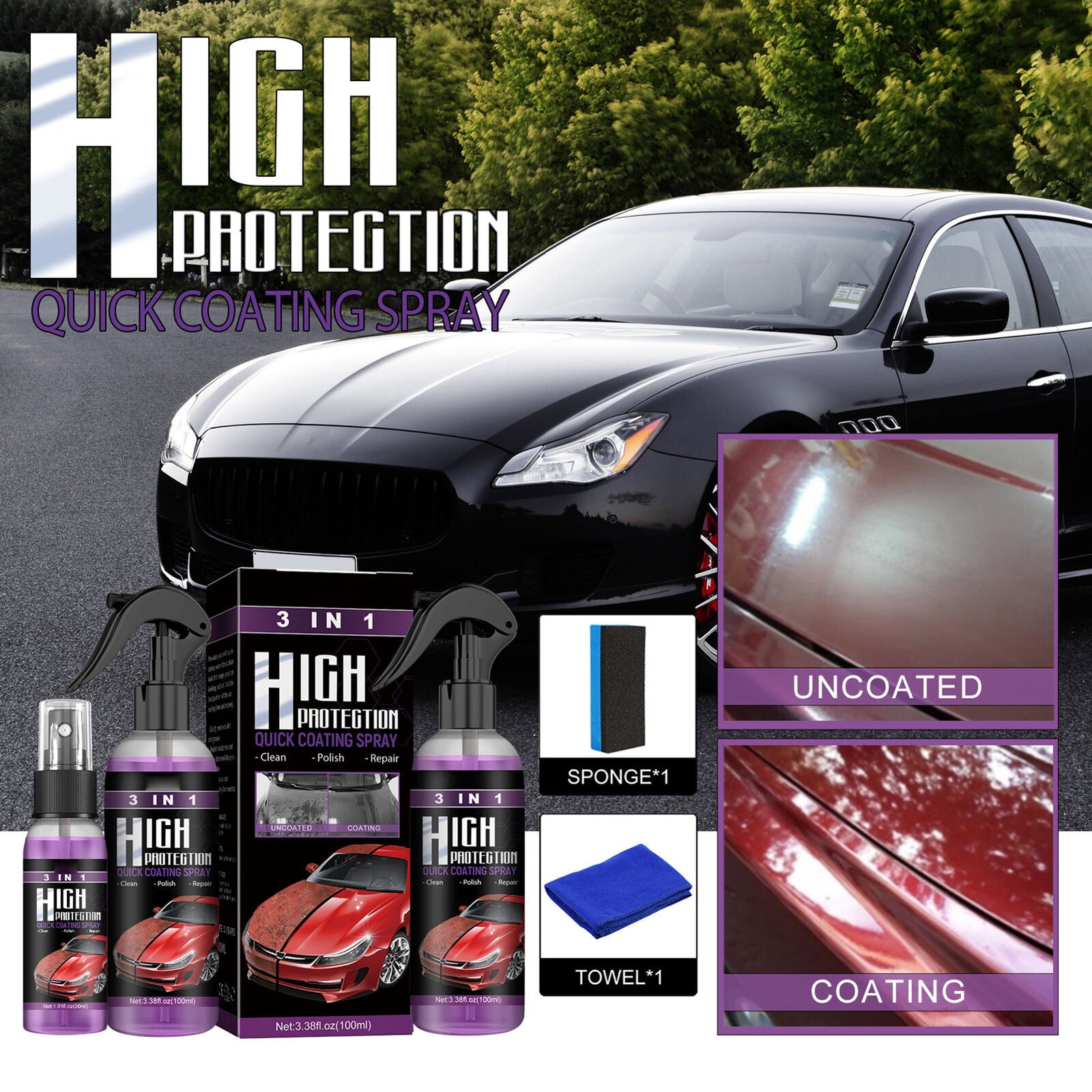 3 In 1 High Protection Ceramic Coating Spray