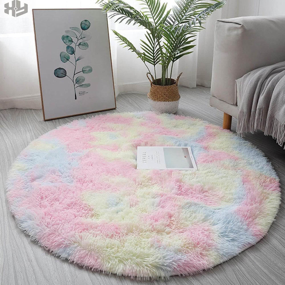 Super Soft Plush Round Rug Mat Fluffy Salon Thick Pile Carpets_2